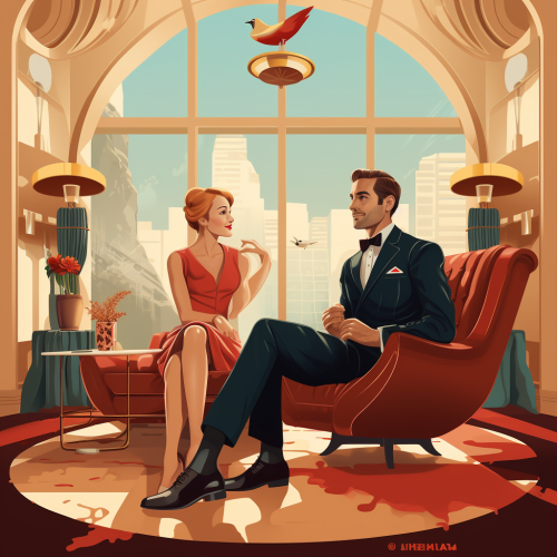 Couple enjoying luxury hotel suite