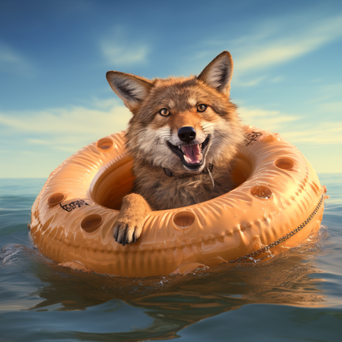 Coyote in Inner Tube Comedy