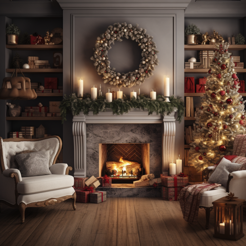 Cozy living room with Christmas decorations Cozy living room with Christmas decorations
