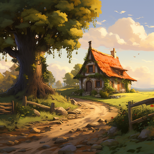 Cozy house surrounded by trees and vines