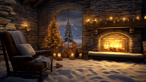 Cozy Stone Winter Christmas Fireplace Cottage Cozy Stone Winter Christmas Fireplace Cottage