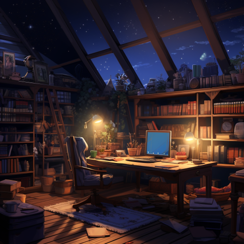Cozy study corner with open books