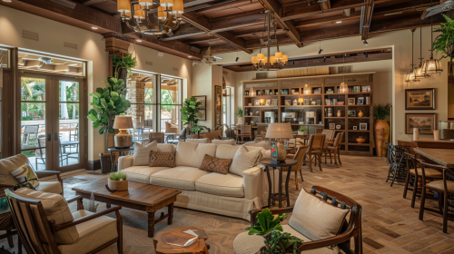 Mediterranean inspired cozy coffee shop