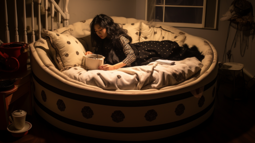 Woman Sleeping Under Cream Bedsheet