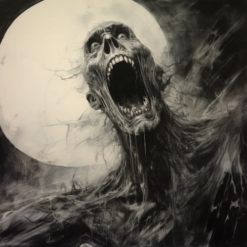 Distorted face of a creepy zombie