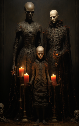 Detailed Creepy Gothic Family Painting