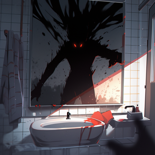 Creepy shadow in bathroom scene