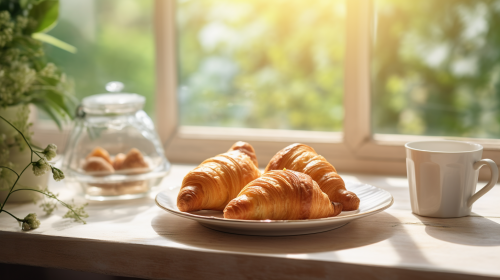 Croissants on Table for Breakfast
