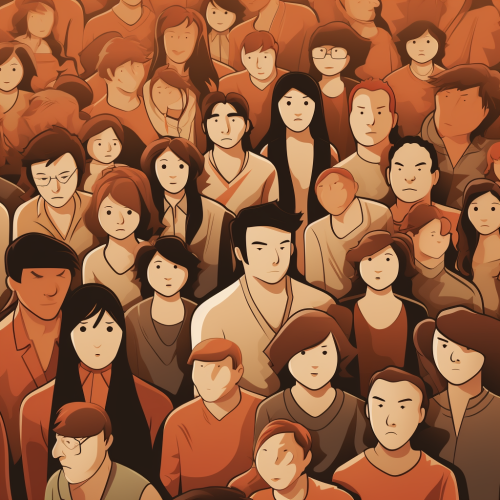 Person in crowd, identification Person in crowd, identification