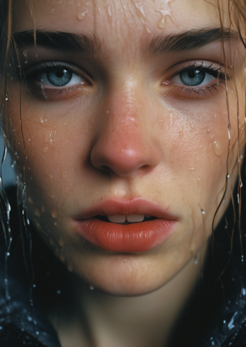 Close-up of a Crying Woman with Smudged Makeup Close-up of a Crying Woman with Smudged Makeup
