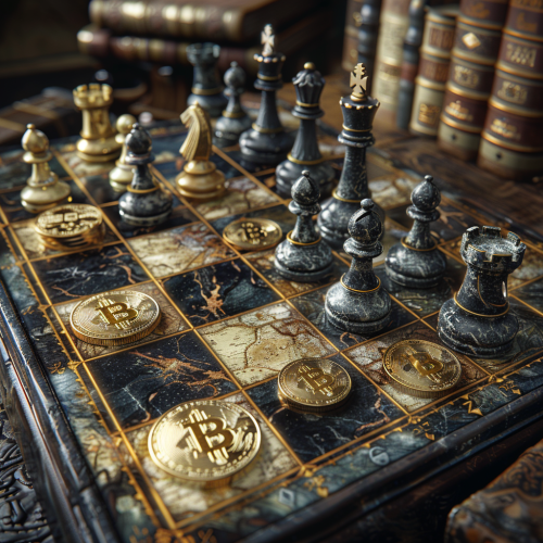 Hyperrealistic Cryptocurrency Chess Board
