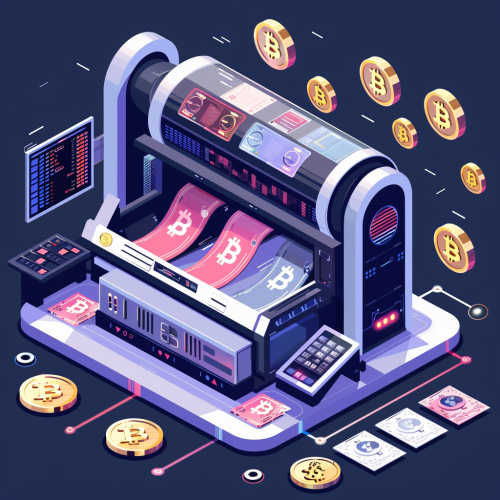 Isometric machine printing crypto coins