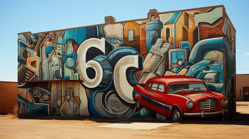 Highly detailed Cubism artwork in Oklahoma Route 66