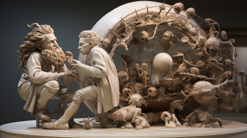 Sculpture representing curiosity in modern world