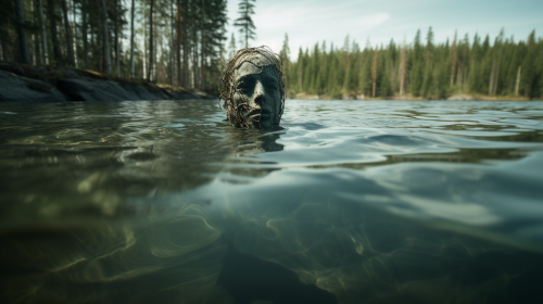 Enchanting water spirit in Nordic lake