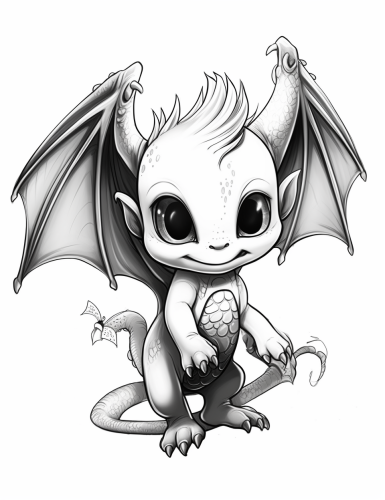 Cute baby dragon learning to fly