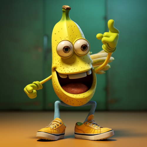 Adorable banana cartoon wearing sneakers