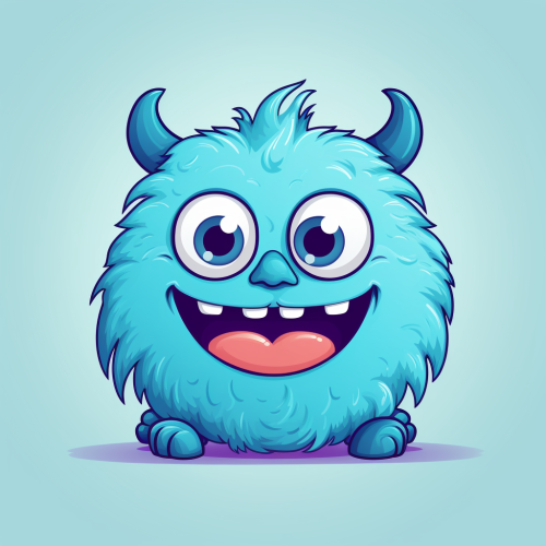 Cute blue monster character illustration
