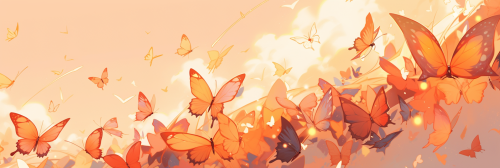 Beautiful butterflies with orange wings flying