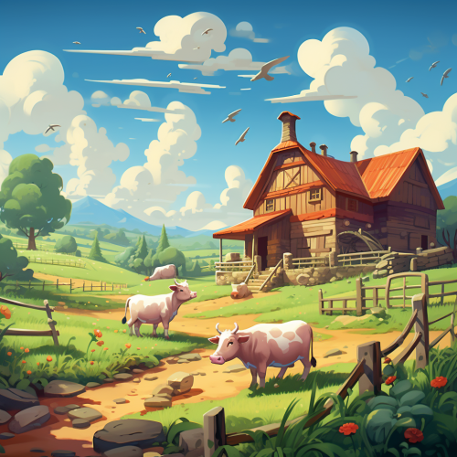 Adorable farm cartoon scene