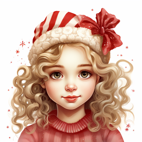 A realistic and expressive Christmas girl illustration