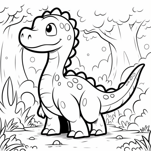 Cute dinosaur coloring book illustration