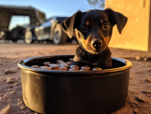 Cute dog with black cylinder tub