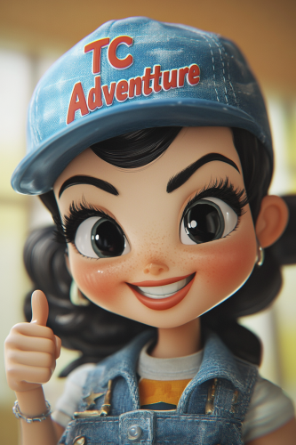 Cute cartoon character in trucker hat