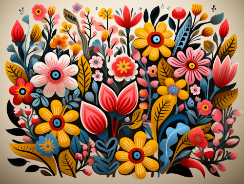 Colorful abstract art with cute flower