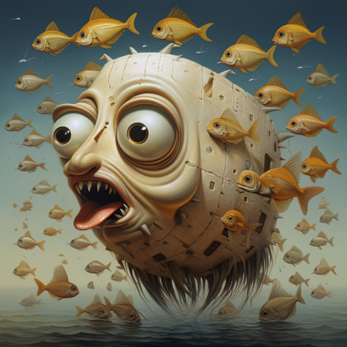 Cute funny fish in surreal calendar