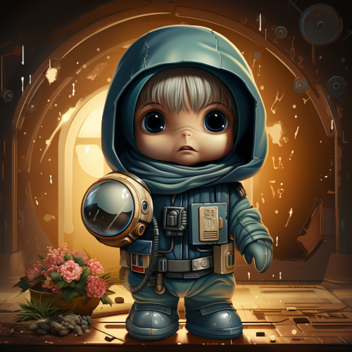 Cute character holding sign with  May the Force Be With You  text