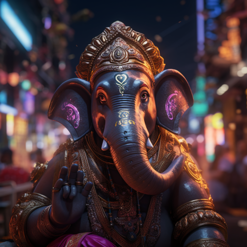 Close-up Portrait of Cute Ganesha at Night