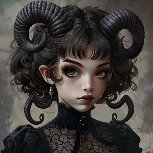 Gothic girl with ram horns