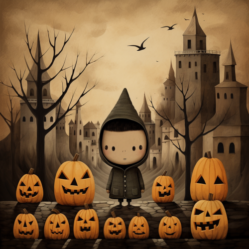 Adorable Halloween scene with toddler