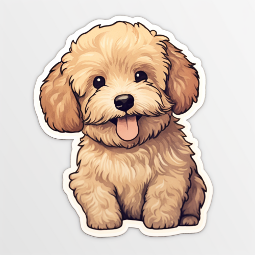 Hand-drawn cute happy dog sticker