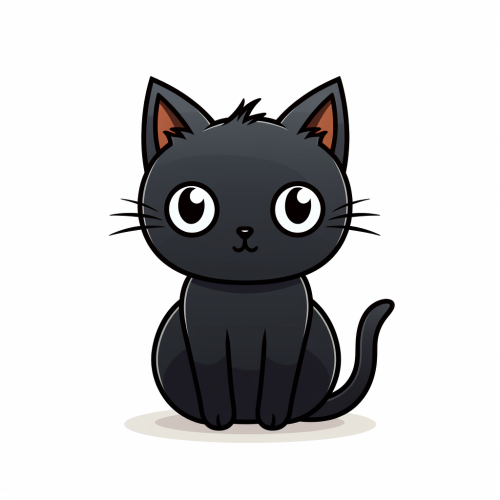Cute cartoon black cat on white background