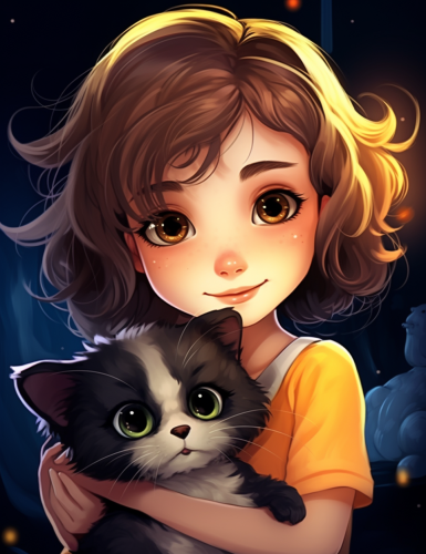 Cute kid with pet dog portrait