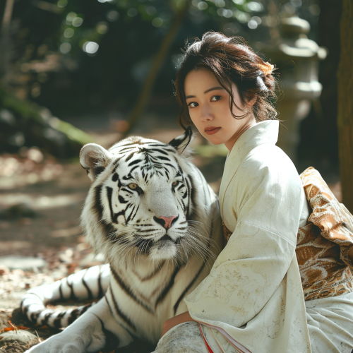 Cute lady from Saitama with White Tiger