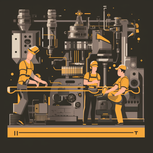 Illustrated cute metal working CNC border