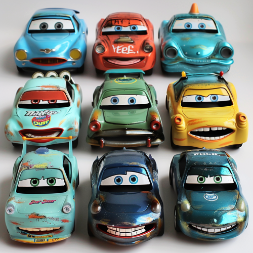 Assortment of cute monster toy cars