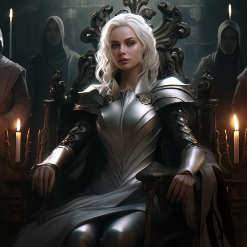 Cute pale elf on throne with dramatic lighting