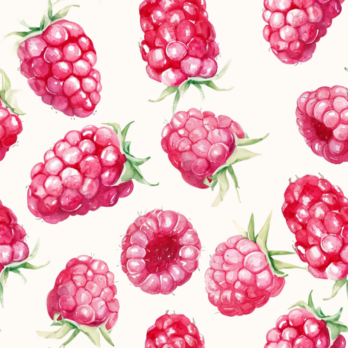Cute pastel raspberry illustration background pattern