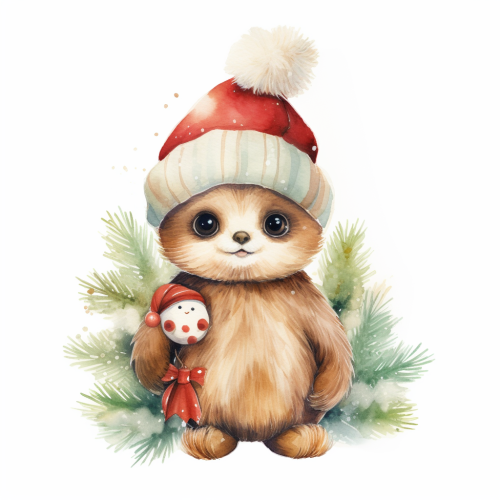 Adorable Christmas Watercolor Raindear Clipart