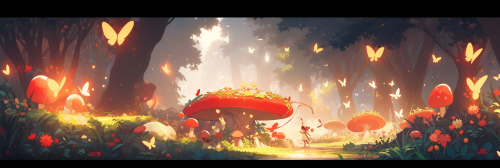 Beautiful Mushroom-filled Landscape