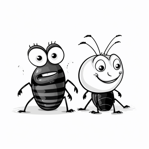 Cute roaches cartoon in Charles Monroe Schulz style