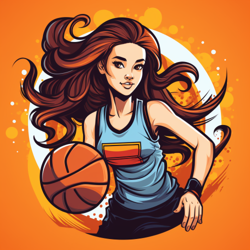 Cute teen girl playing basketball