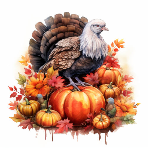 Adorable Thanksgiving turkey and pumpkins