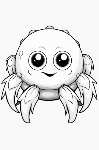 Image of a Cute Wise Spider Crab in a Coloring Book