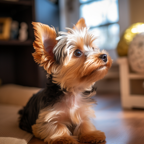 Thoughtful Yorkshire Terrier with Floppy Ears