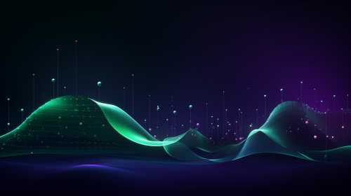 Dark Purple and Dark Green Cyber Background with Balls, Waves, and Audio Bars Dark Purple and Dark Green Cyber Background with Balls, Waves, and Audio Bars